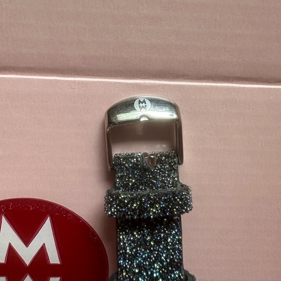 Sparkle Glitter Leather Michele Watch Band 18mm - Picture 4 of 9